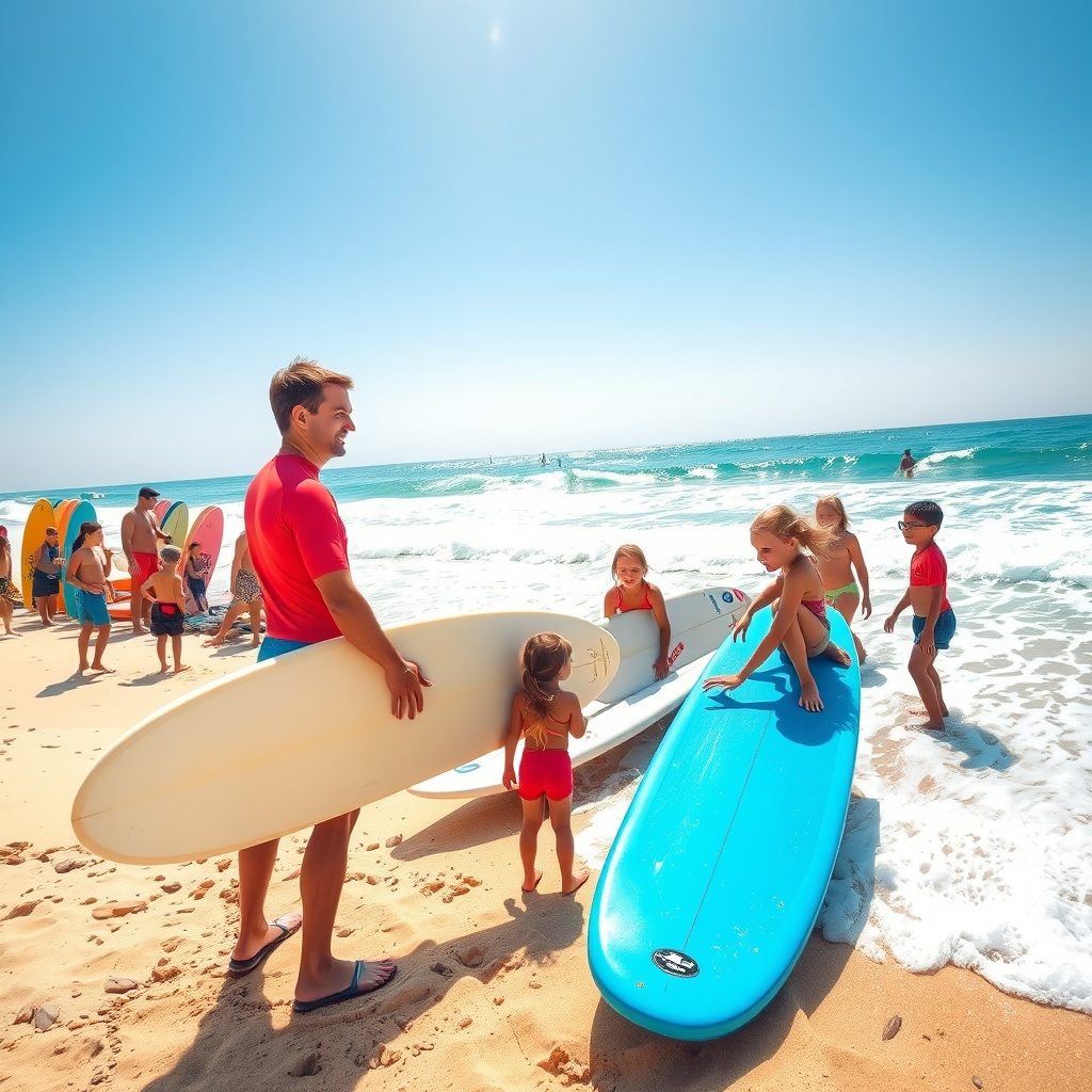 First-time surfers enjoying a lesson
