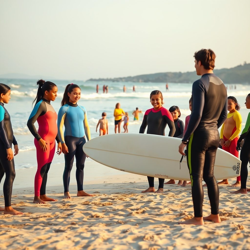 First-time surfers enjoying a lesson